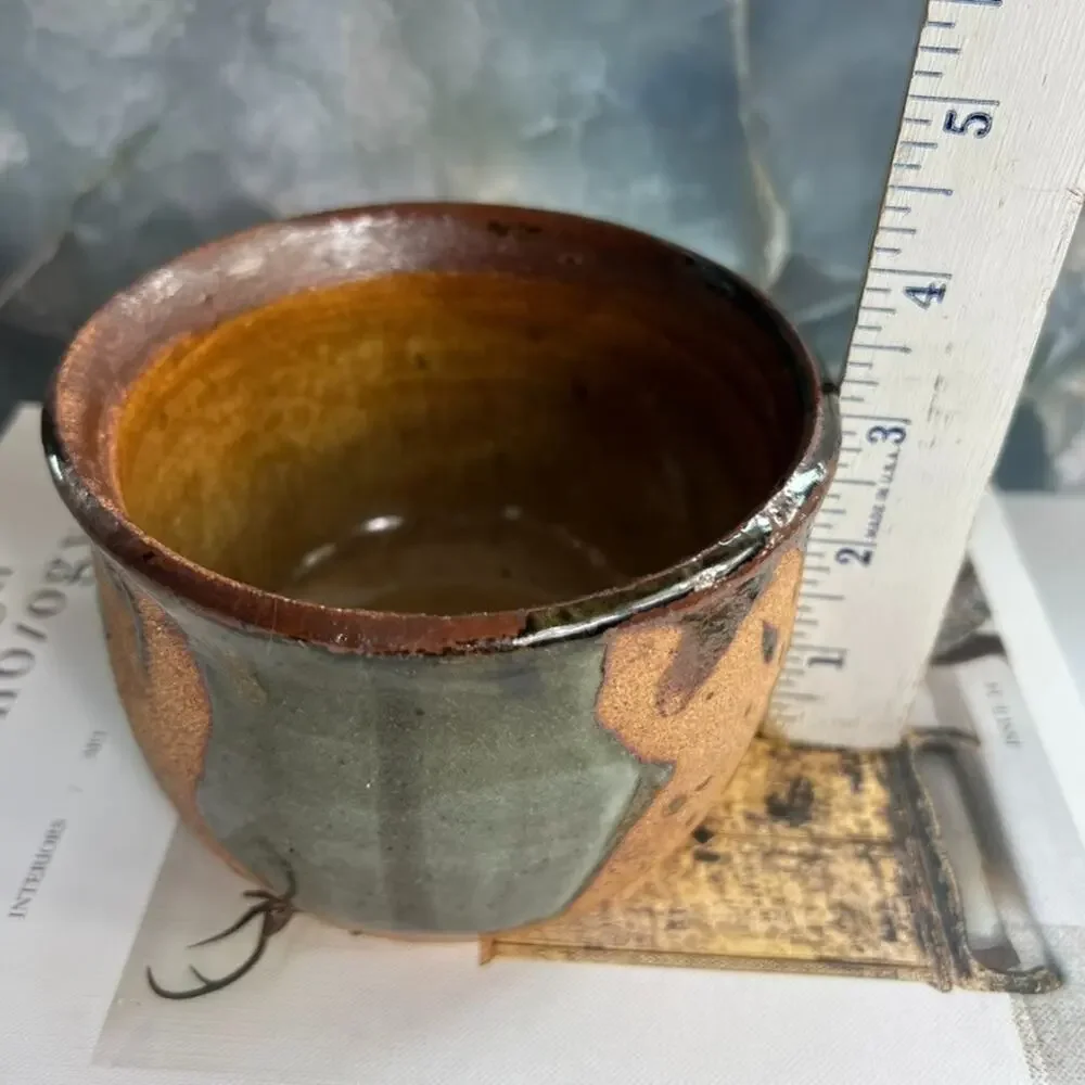 Studio Art Vase/Trinket Cup 5 x 3in Decorative Stoneware Splatter Glaze Signed
